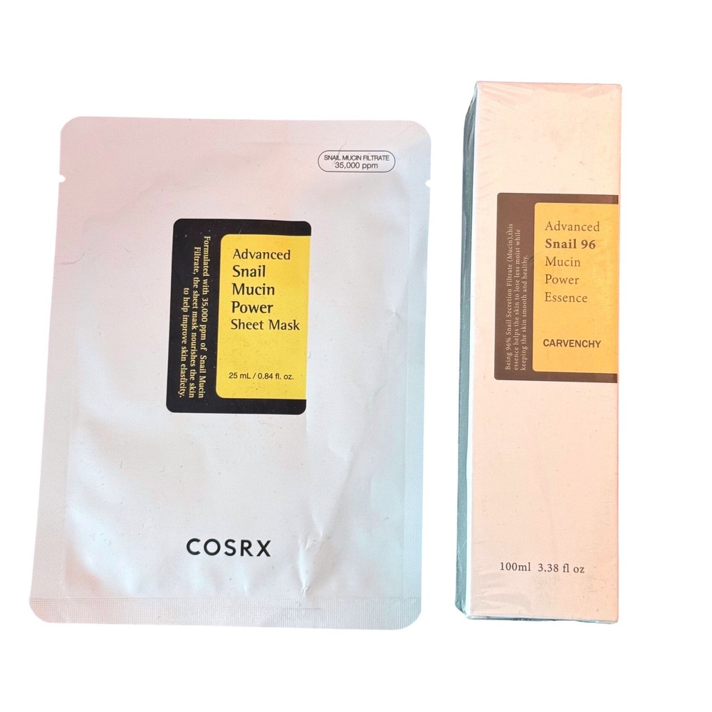 COSRX Snail Mucin Power Sheet Mask & CARVENCHY Snail 96 Mucin Power Essence Set